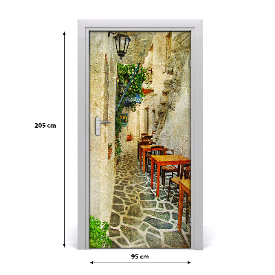 Self-adhesive door wallpaper Greek taverns