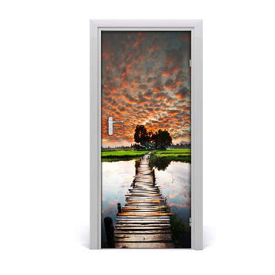 Door wallpaper Wooden bridge