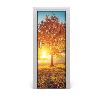 Self-adhesive door wallpaper Autumn tree