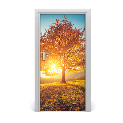 Self-adhesive door wallpaper Autumn tree