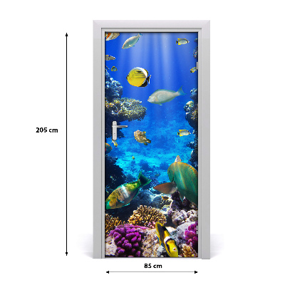 Self-adhesive door sticker Coral reef