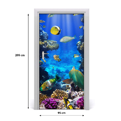 Self-adhesive door sticker Coral reef