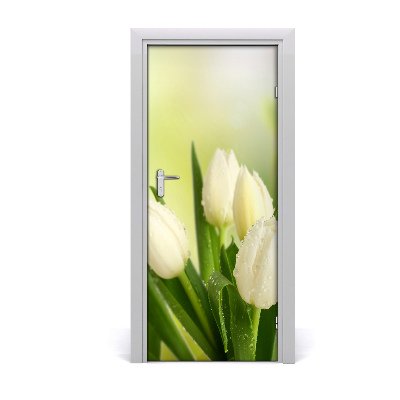 Self-adhesive door veneer White tulips