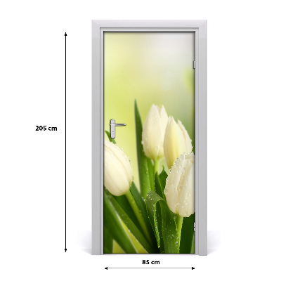 Self-adhesive door veneer White tulips