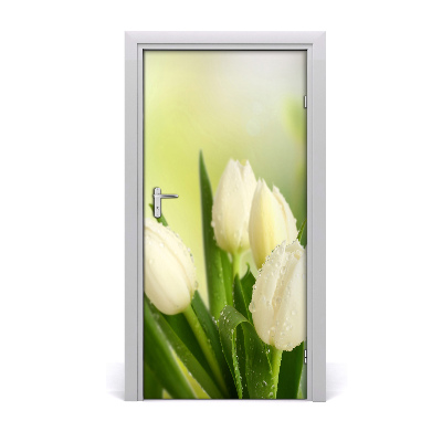 Self-adhesive door veneer White tulips