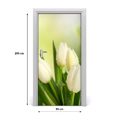 Self-adhesive door veneer White tulips