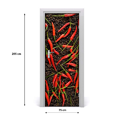 Self-adhesive door sticker Chilli peppers