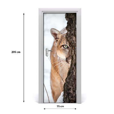 Self-adhesive door wallpaper Mountain puma