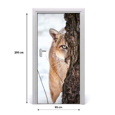 Self-adhesive door wallpaper Mountain puma