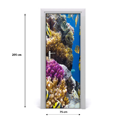 Self-adhesive door sticker Coral reef