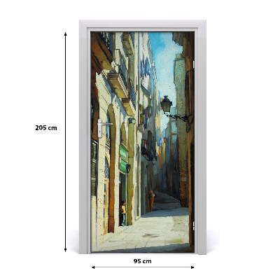Self-adhesive door wallpaper Streets of barcelona