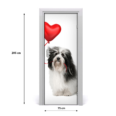 Self-adhesive door sticker Dog with a balloon