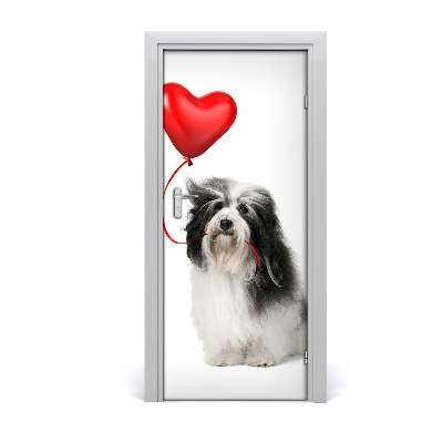 Self-adhesive door sticker Dog with a balloon