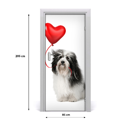 Self-adhesive door sticker Dog with a balloon