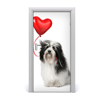 Self-adhesive door sticker Dog with a balloon