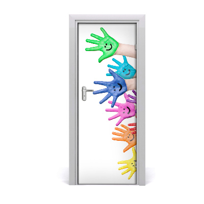 Self-adhesive door sticker Painted hands