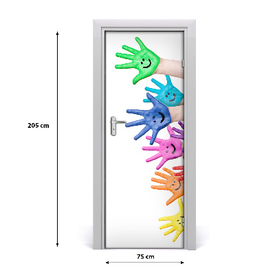 Self-adhesive door sticker Painted hands