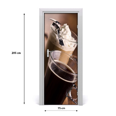 Self-adhesive door sticker Frappe coffee