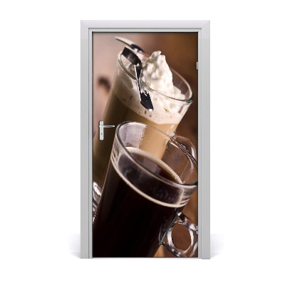 Self-adhesive door sticker Frappe coffee