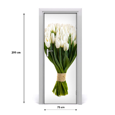 Self-adhesive door veneer White tulips