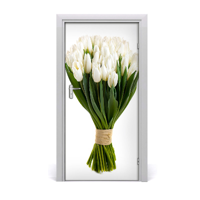 Self-adhesive door veneer White tulips