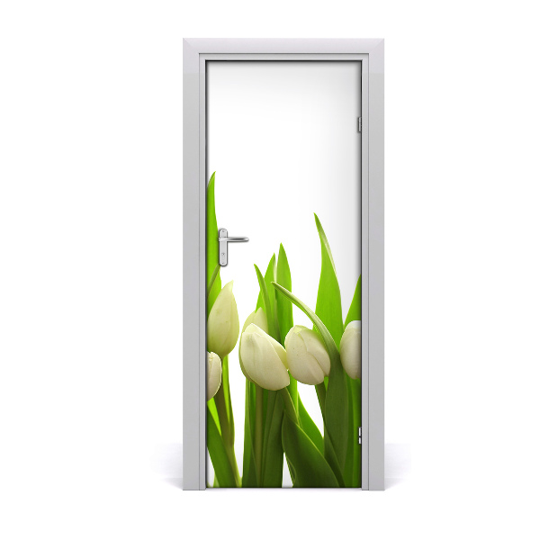 Self-adhesive door veneer White tulips