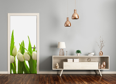 Self-adhesive door veneer White tulips