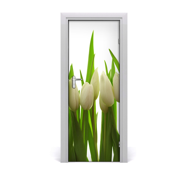 Self-adhesive door veneer White tulips