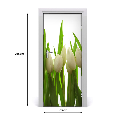 Self-adhesive door veneer White tulips