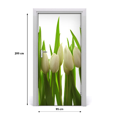 Self-adhesive door veneer White tulips