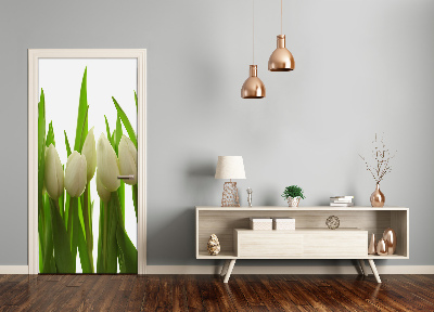 Self-adhesive door veneer White tulips