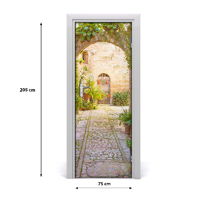 Self-adhesive door wallpaper Romantic street