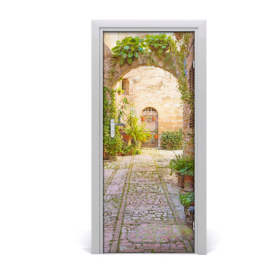 Self-adhesive door wallpaper Romantic street