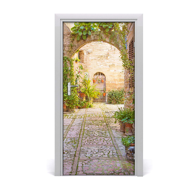 Self-adhesive door wallpaper Romantic street