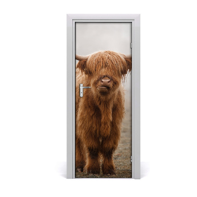 Self-adhesive door wallpaper Cows hills