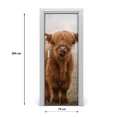 Self-adhesive door wallpaper Cows hills