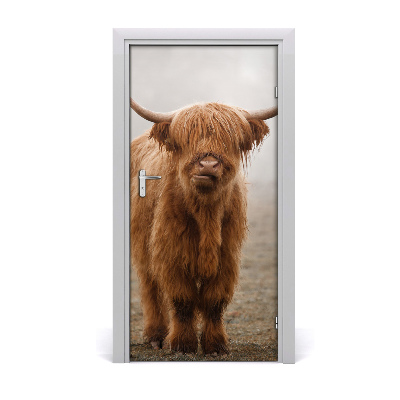 Self-adhesive door wallpaper Cows hills