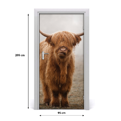 Self-adhesive door wallpaper Cows hills