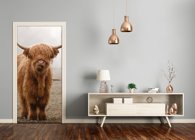 Self-adhesive door wallpaper Cows hills