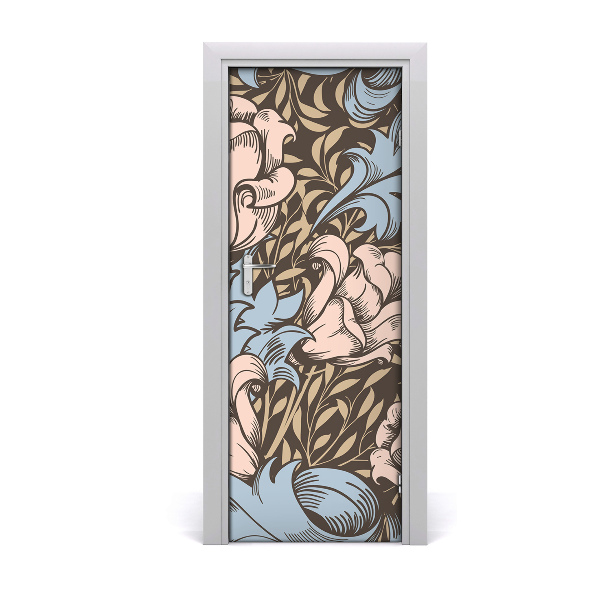 Self-adhesive door veneer Flowers and leaves