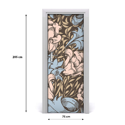 Self-adhesive door veneer Flowers and leaves