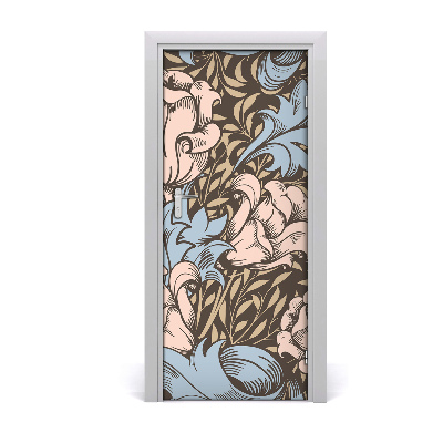 Self-adhesive door veneer Flowers and leaves