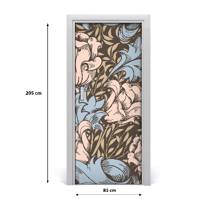 Self-adhesive door veneer Flowers and leaves