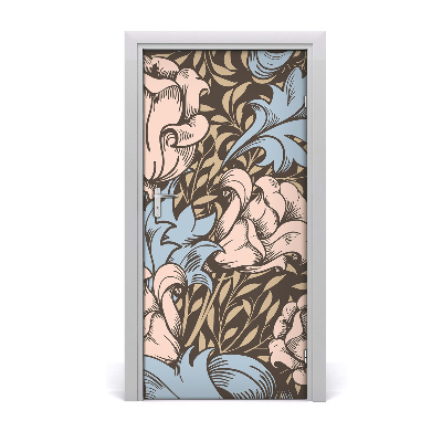 Self-adhesive door veneer Flowers and leaves