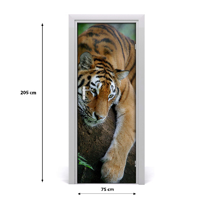 Self-adhesive door sticker Tiger on the tree