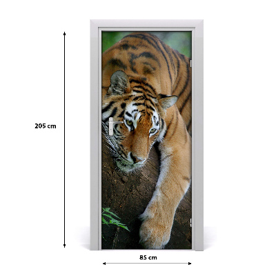 Self-adhesive door sticker Tiger on the tree