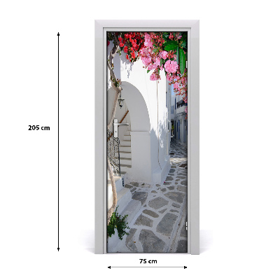 Self-adhesive door wallpaper Greek village