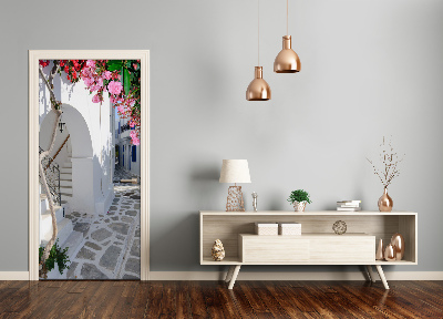 Self-adhesive door wallpaper Greek village