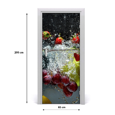 Self-adhesive door sticker Fruit under water