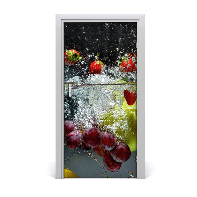 Self-adhesive door sticker Fruit under water